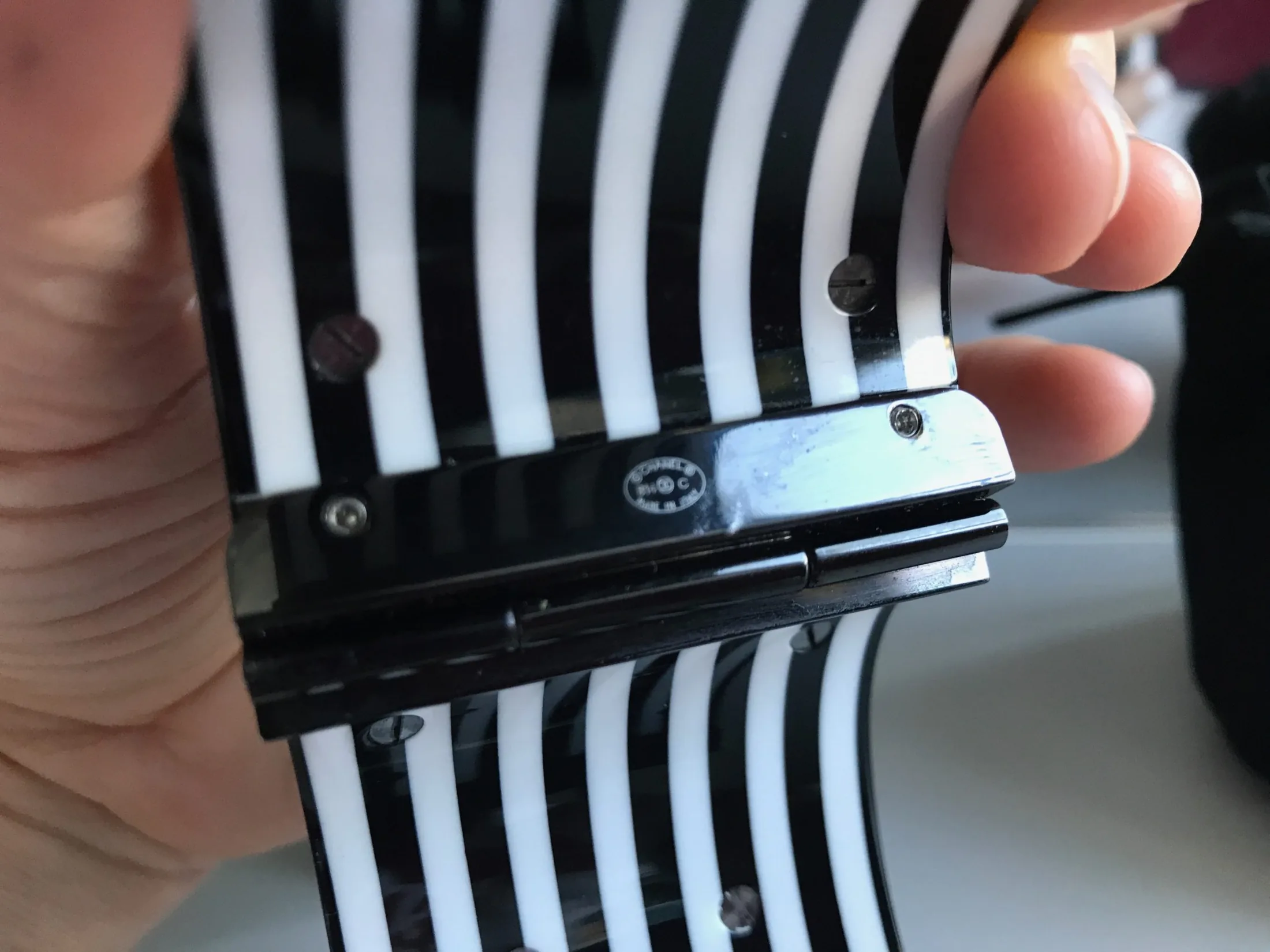 Chanel Black White Cruise Lego Stripe Brick Bracelet-Cuff — image 7