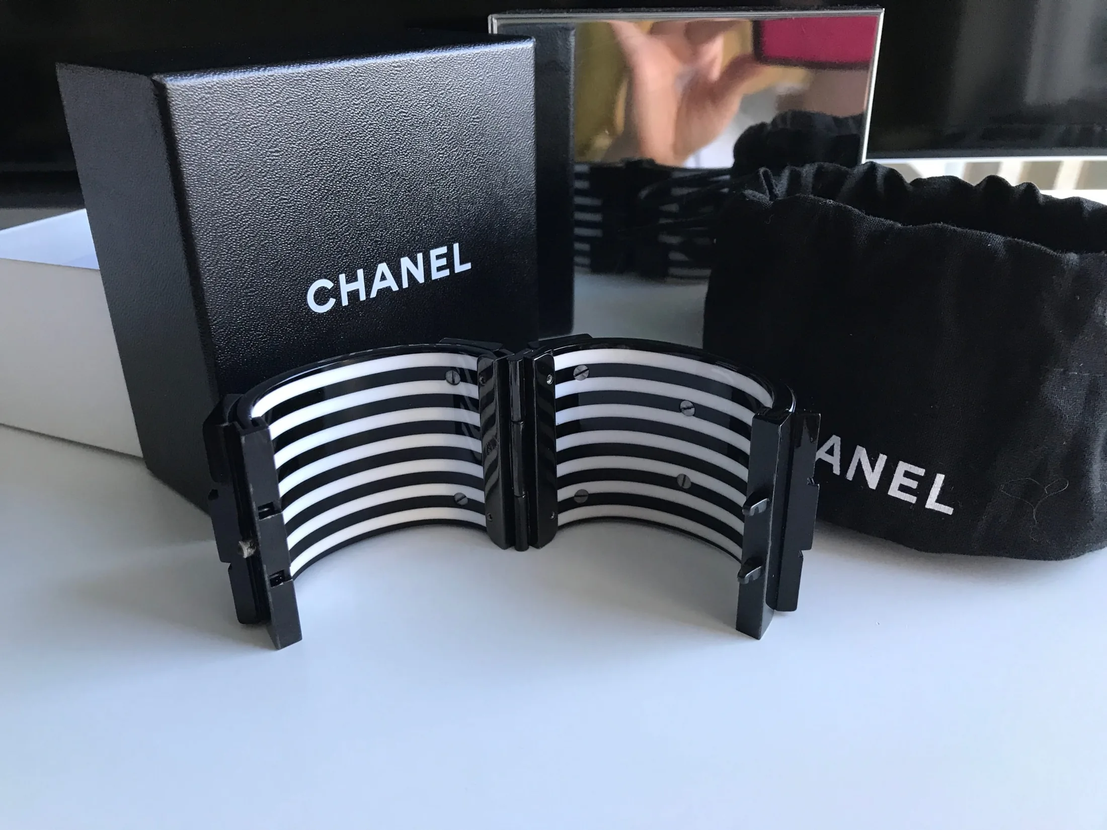 Chanel Black White Cruise Lego Stripe Brick Bracelet-Cuff — image 8