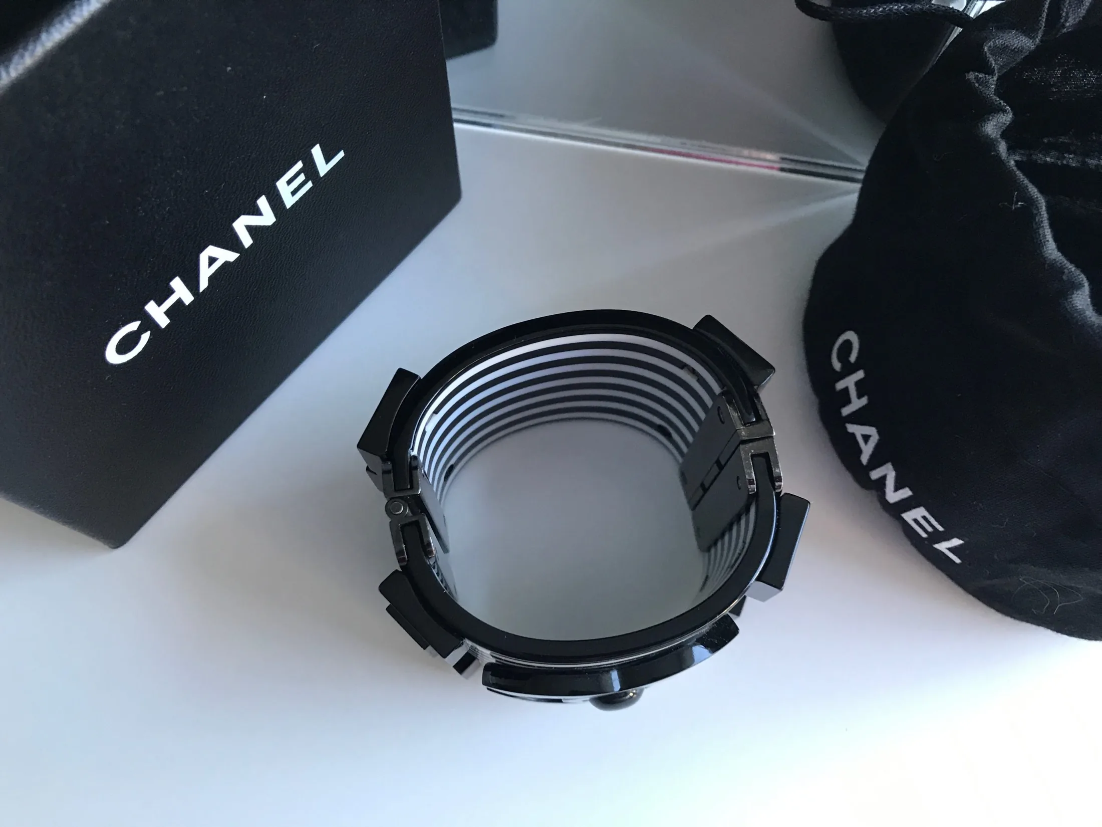 Chanel Black White Cruise Lego Stripe Brick Bracelet-Cuff — image 10