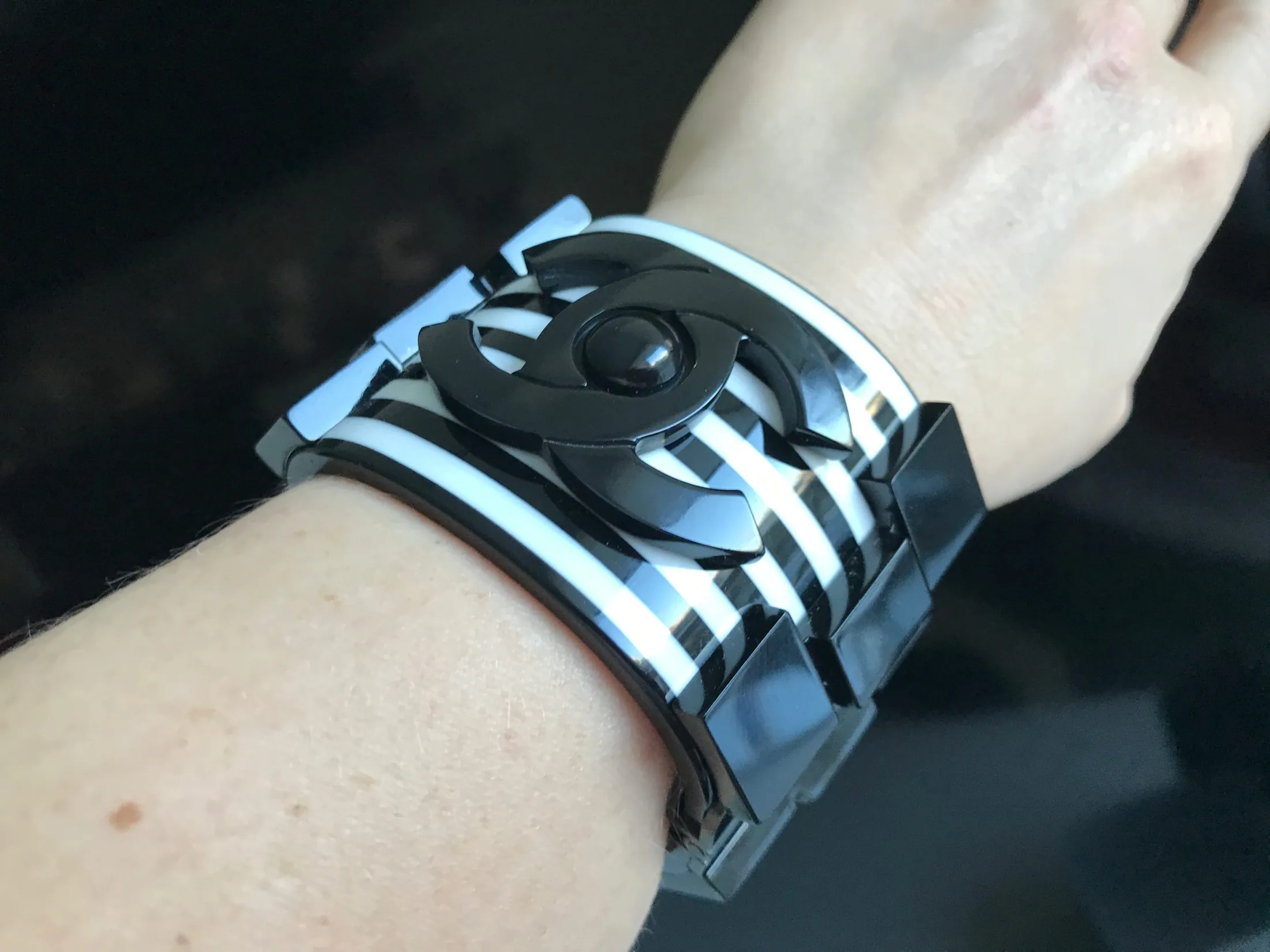 Chanel Black White Cruise Lego Stripe Brick Bracelet-Cuff — image 12