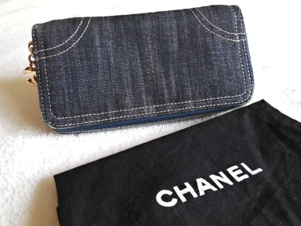 Chanel Blue Denim Zip Around Wallet — image 2