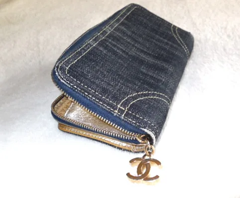 Chanel Blue Denim Zip Around Wallet — image 3