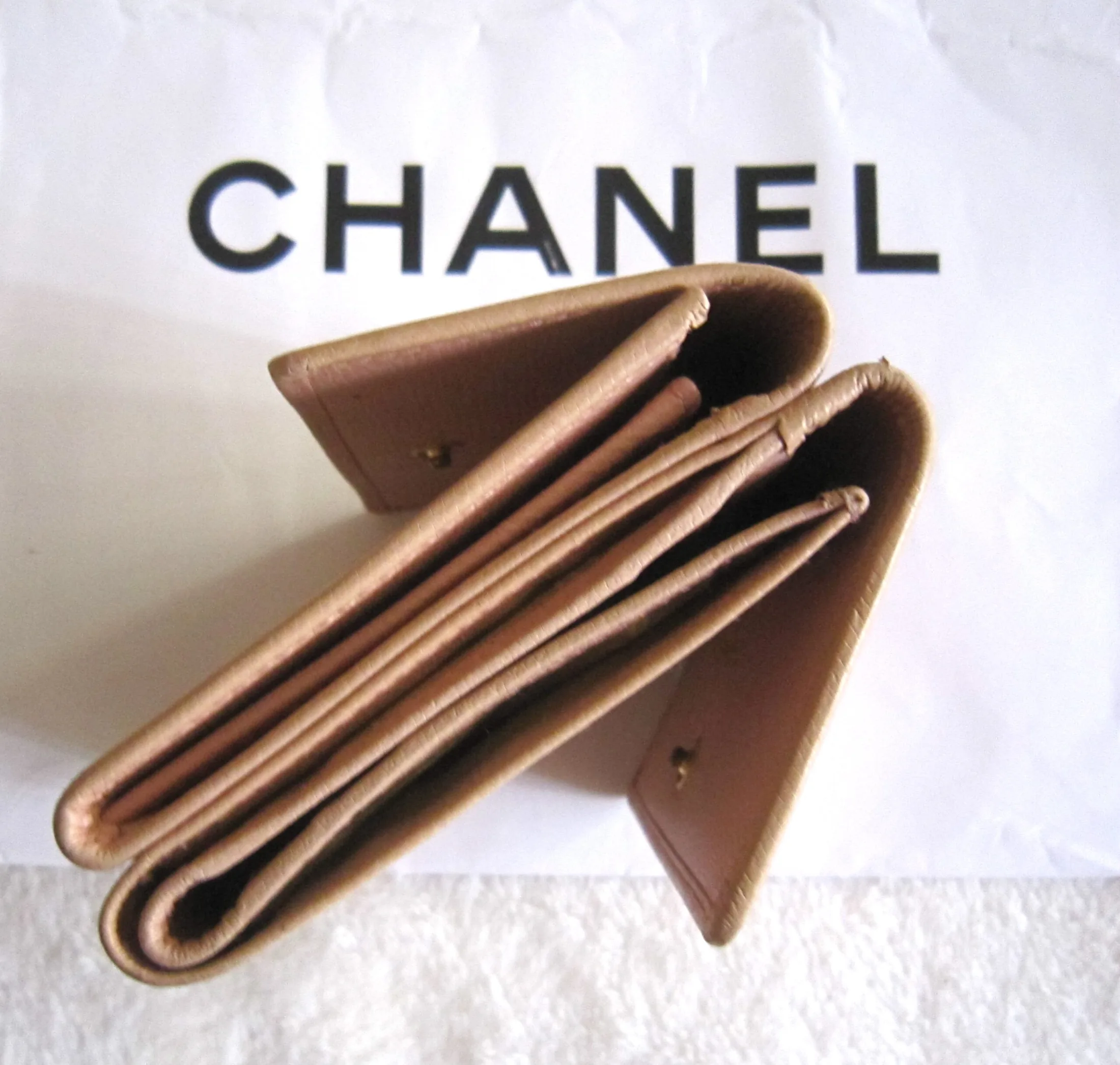 Chanel Pink Leather Gold Medallion French Bi-Fold Wallet — image 5