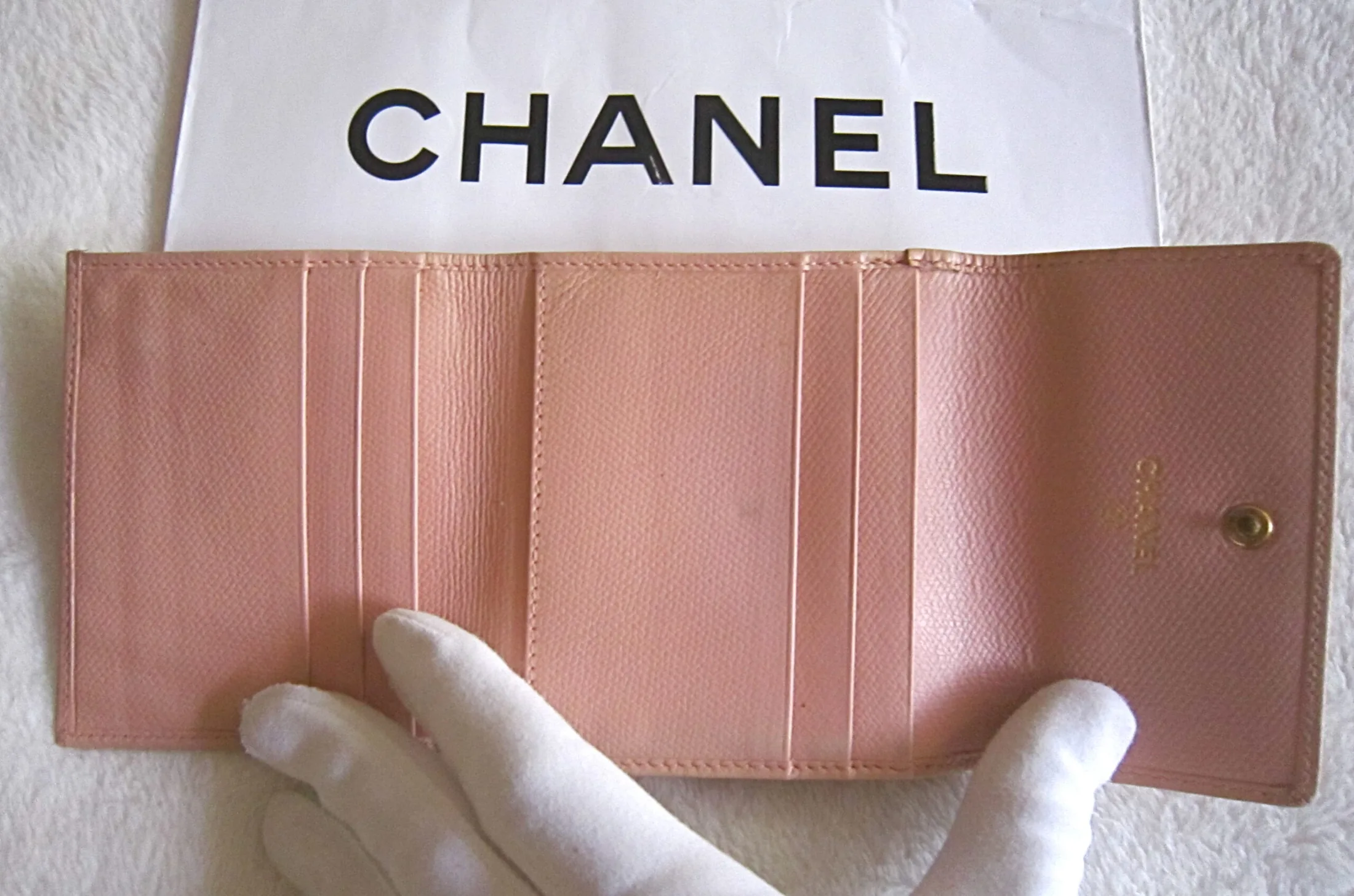Chanel Pink Leather Gold Medallion French Bi-Fold Wallet — image 7
