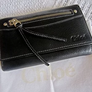 Chloe Black Leather Zip Wallet