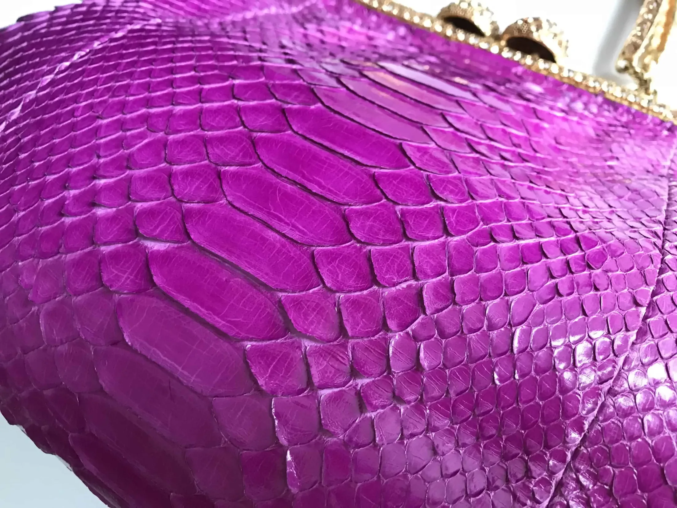 Clara Kasavina Simonetta Magenta Python Skin Swarovski Crystals Satchel — image 13