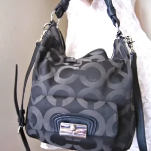 Coach Black Kristin Op Art Handbag