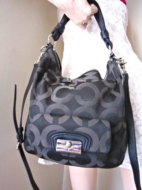 Coach Black Kristin Op Art Handbag