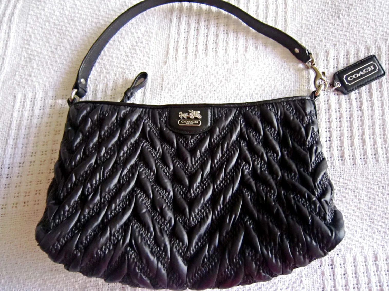 Coach Black Madison Gathered Handbag