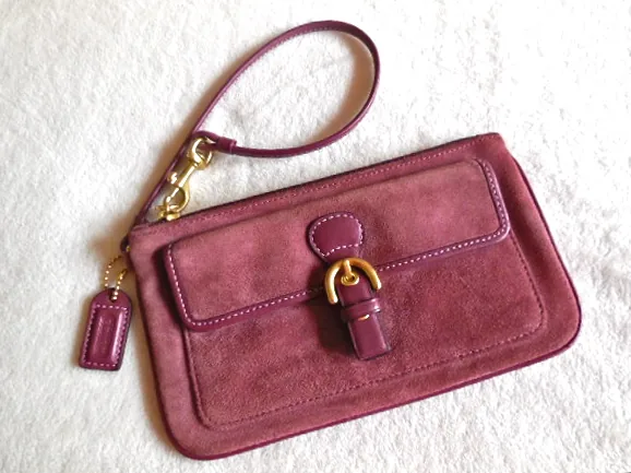 Coach Burgundy Suede Wristlet