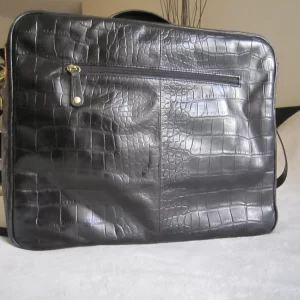 Danier Black Croc Embossed Leather Briefcase