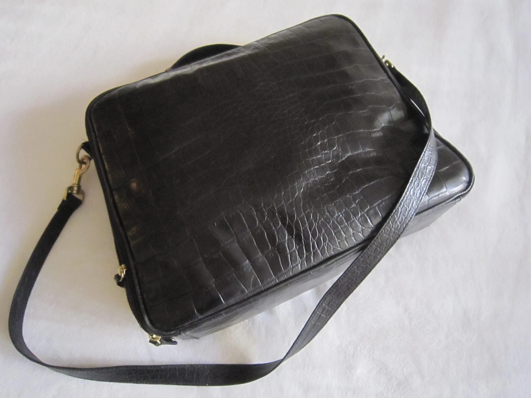 Danier Black Croc Embossed Leather Briefcase — image 3