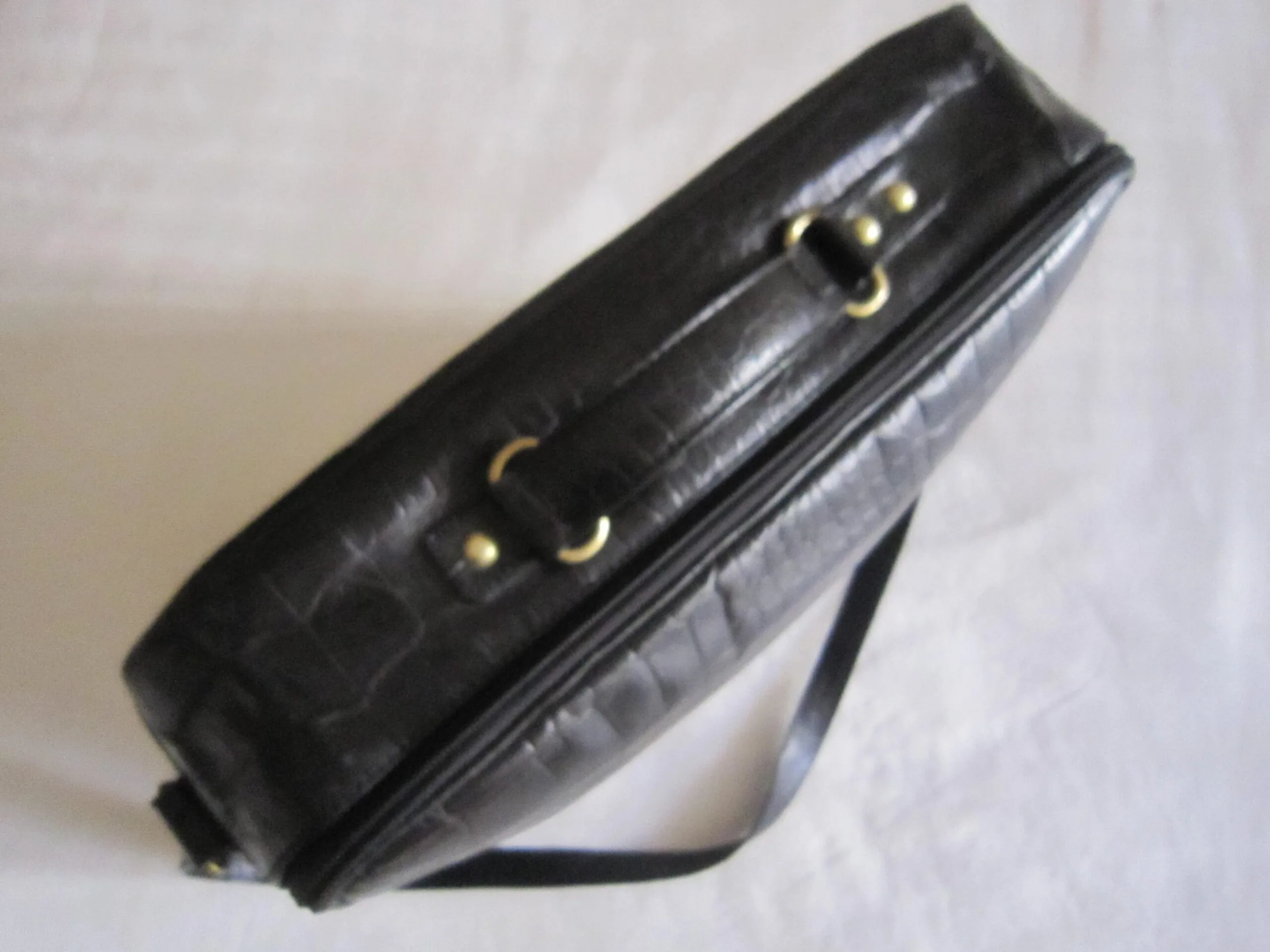 Danier Black Croc Embossed Leather Briefcase — image 4