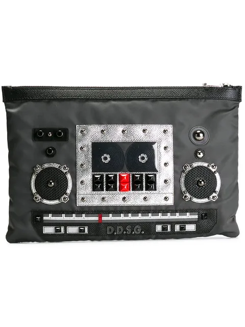 Dolce & Gabbana Black Boombox Radio Zip Clutch