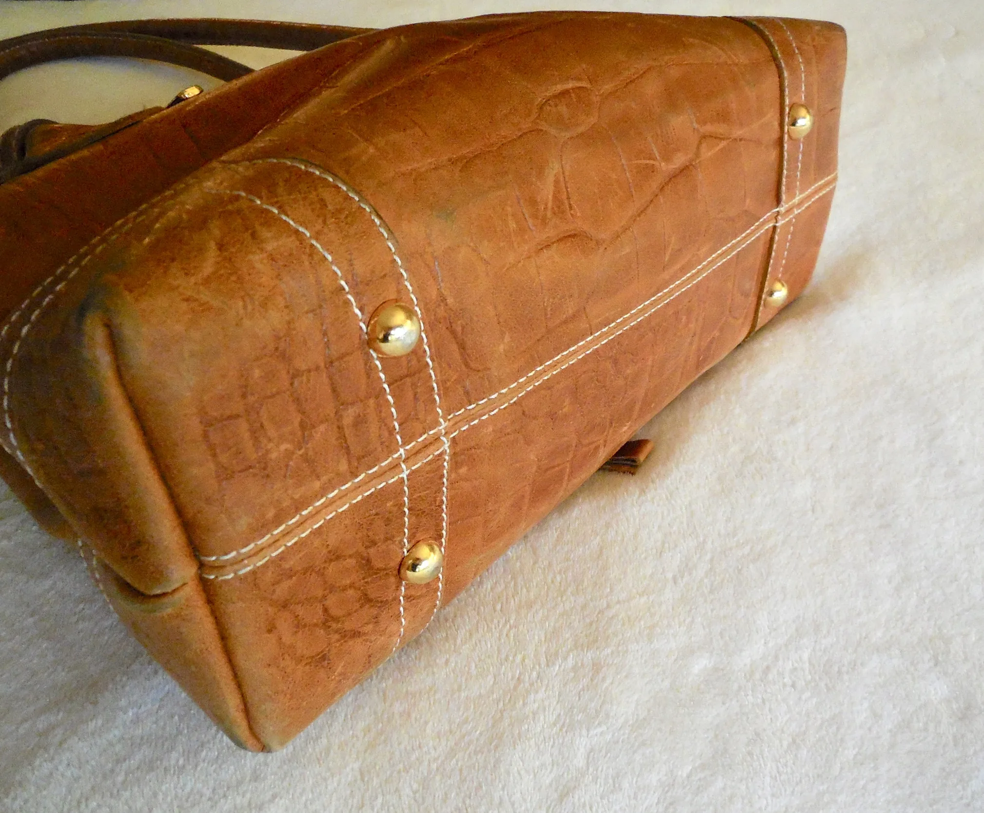 Dolce & Gabbana Tan Crocodile Pattern Leather Tote Bag — image 4