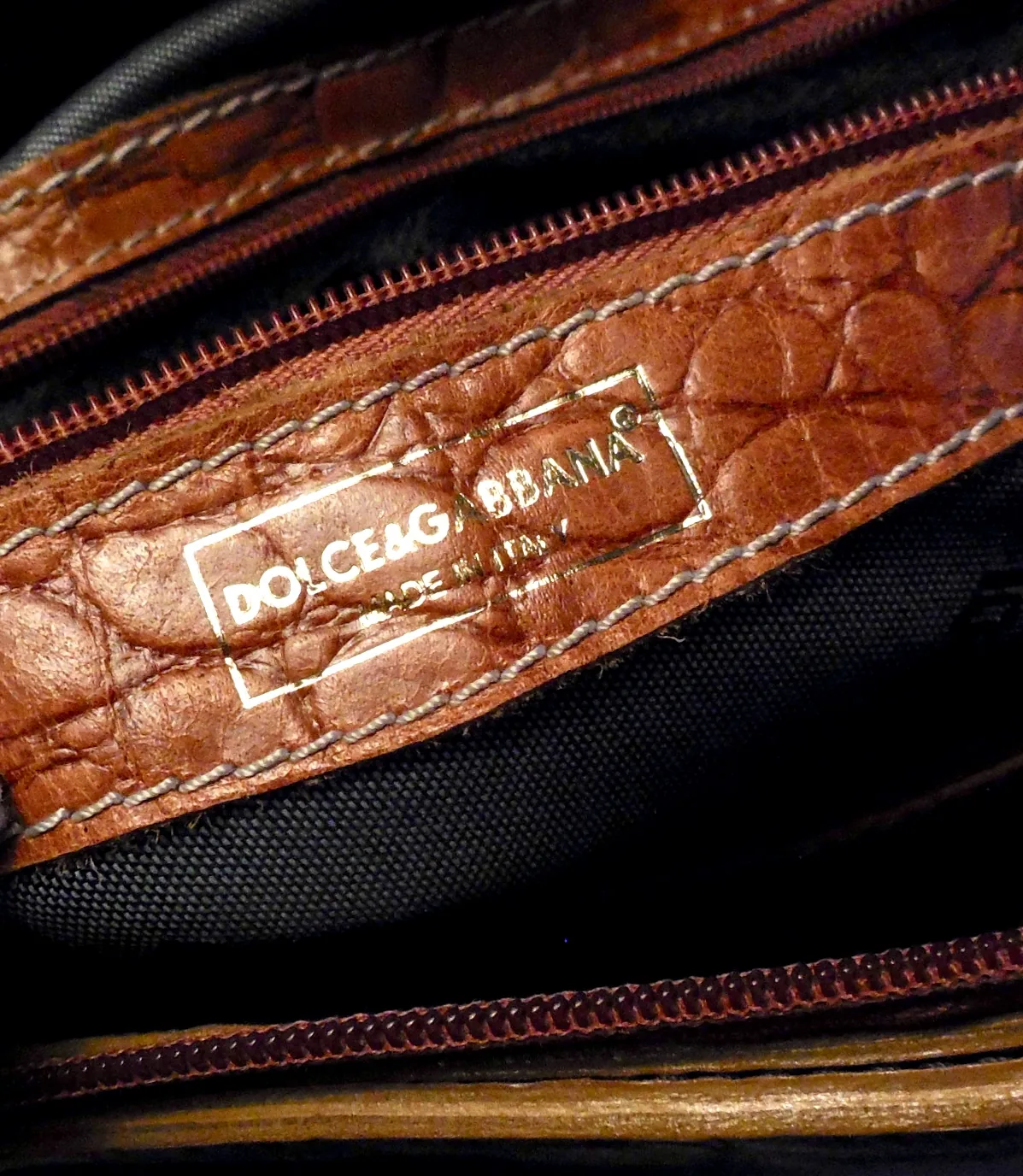 Dolce & Gabbana Tan Crocodile Pattern Leather Tote Bag — image 9