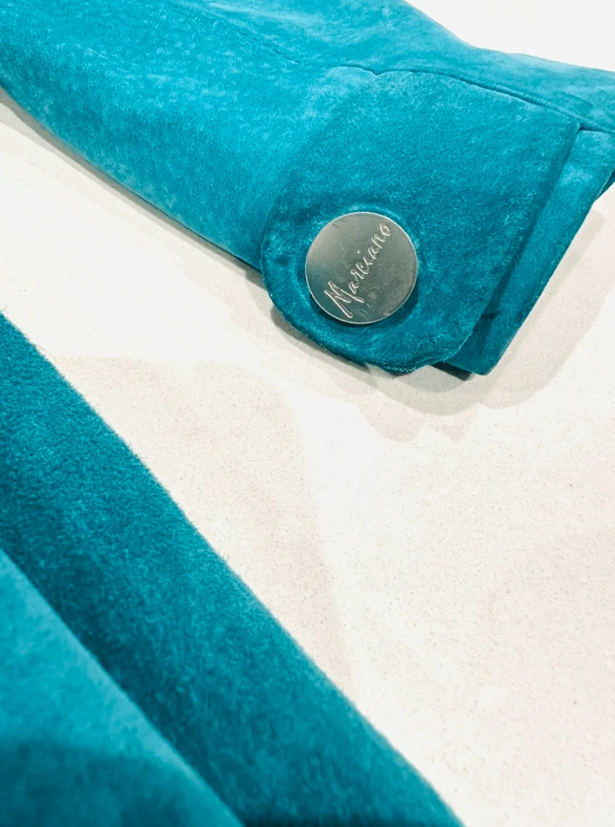 Marsiano Turquoise Belted Casual Boho Suede Trench Jacket — image 6