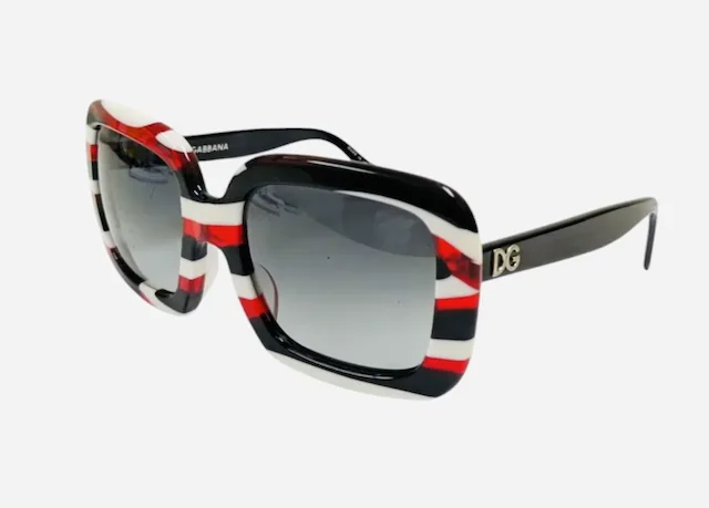 Dolce & Gabbana Striped Oversized Square Sunglasses – Red, Black & White