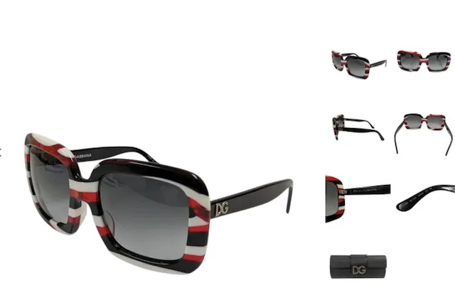 Dolce & Gabbana Striped Oversized Square Sunglasses – Red, Black & White — image 2