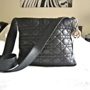 Christian Dior Lady Dior Cannage Black Quilted Leather Handbag
