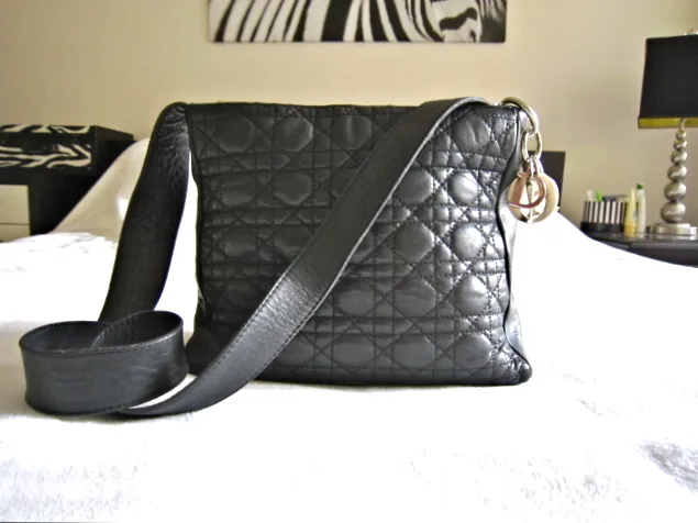 Christian Dior Lady Dior Cannage Black Quilted Leather Handbag