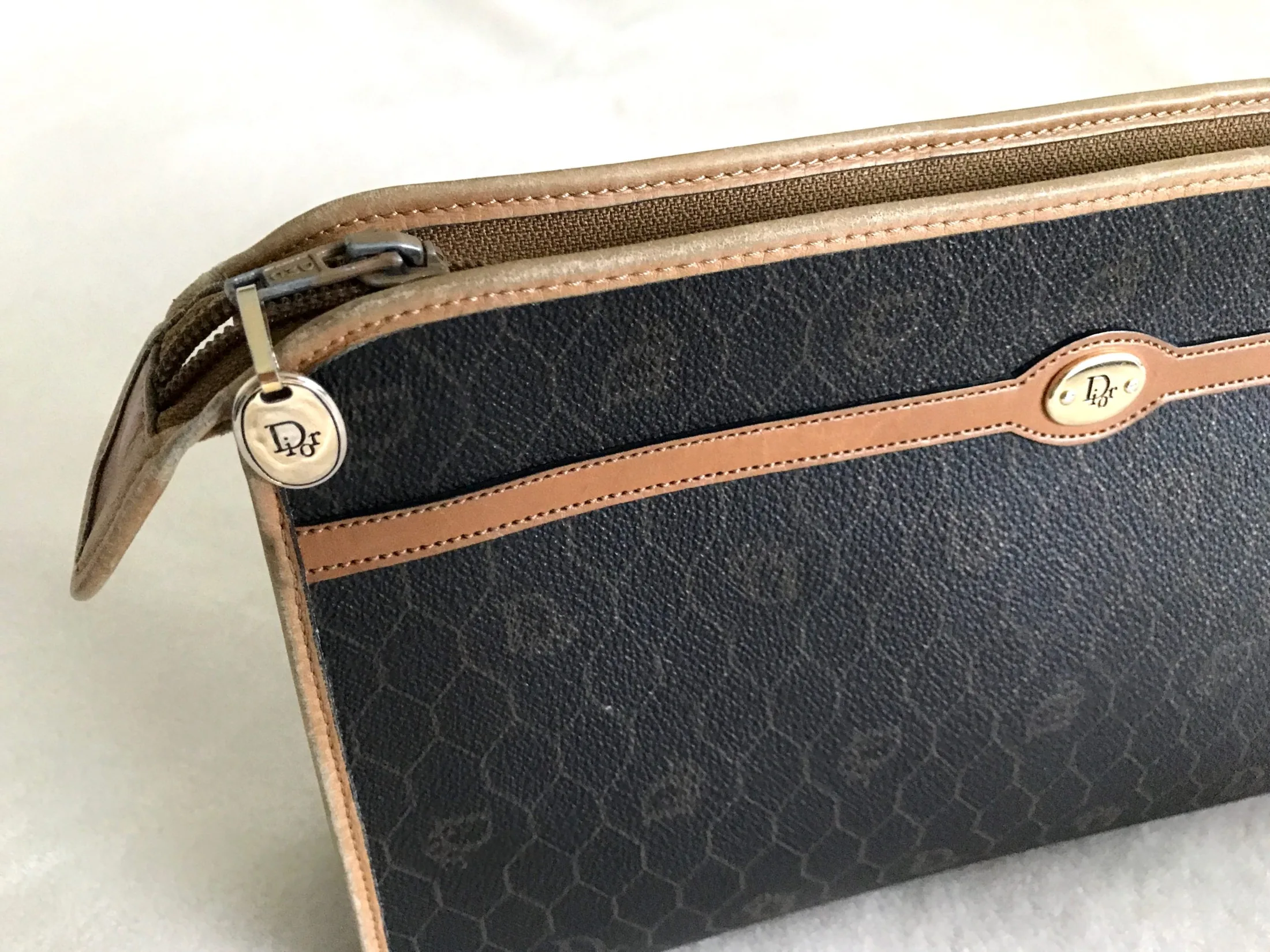 Christian Dior Vintage Coated Canvas Cosmetic Pouch Bag Clutch — image 7