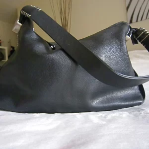 Dissona Black Leather Hobo Bag