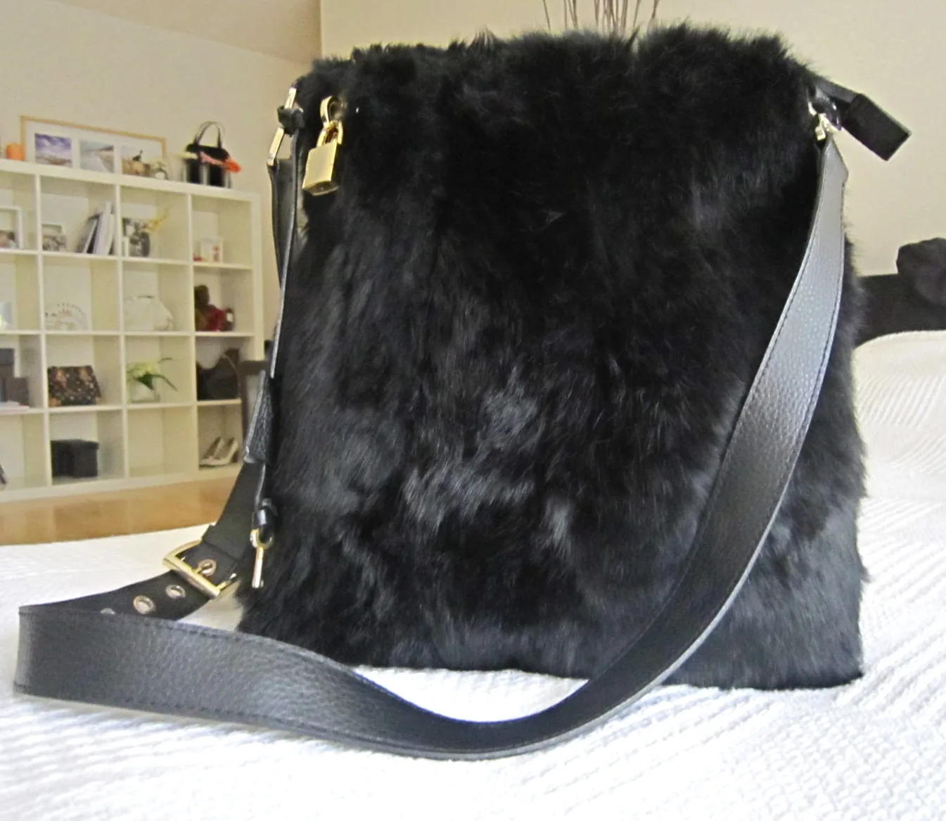 Di Piu Fur & Leather Messenger Bag