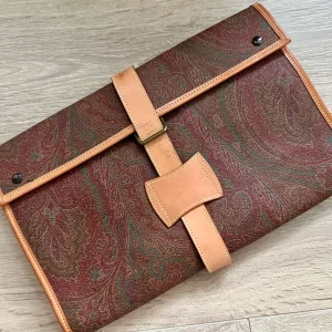 Etro Milano Paisley Canvas and Leather Travel Organizer Clutch