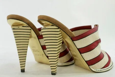 Fendi Striped Open Toe Abstracted Mules — image 6