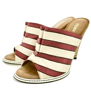Fendi Striped Open Toe Abstracted Mules — image 7