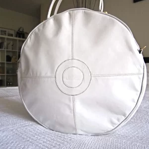 Feggi Vintage White Leather Bulls-Eye Handbag