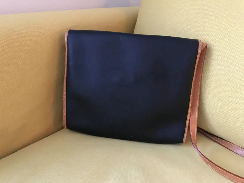 Francois Marot Black with Brown Leather Crossbody Bag — image 2