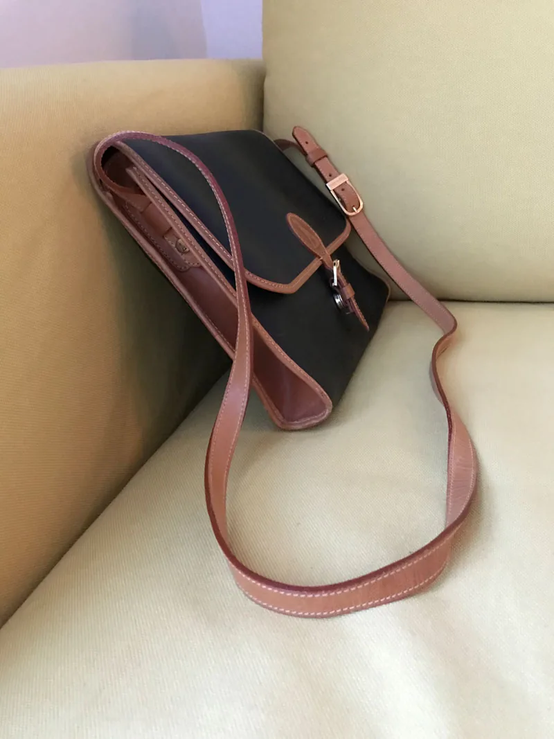 Francois Marot Black with Brown Leather Crossbody Bag — image 3