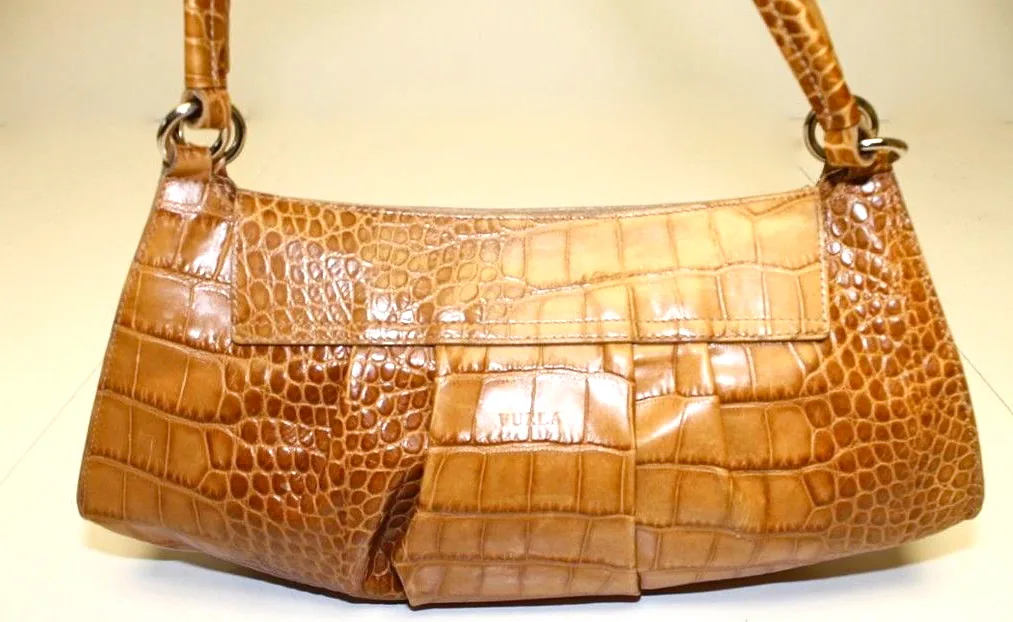 Furla Yellow Croc Embossed Leather Hobo Bag — image 2
