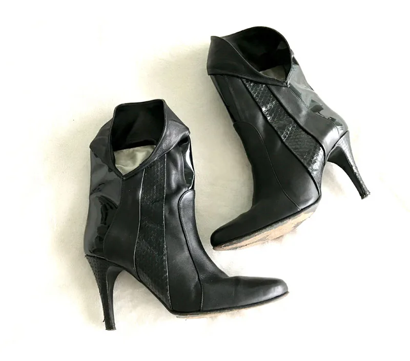 Furla Black Leather Ankle Boots/Size 37