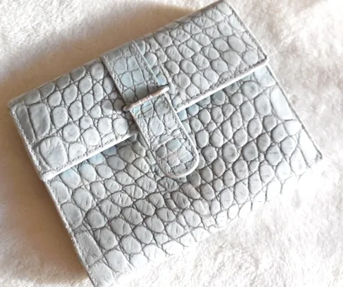 Furla Light Blue Croc Bi-Fold Wallet