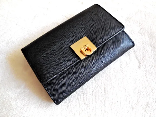 Gancini Black Leather Bi-Fold Wallet