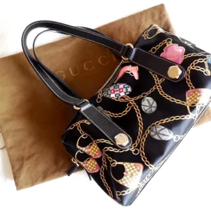 Gucci Black Multicolor Charm Shoulder Bag