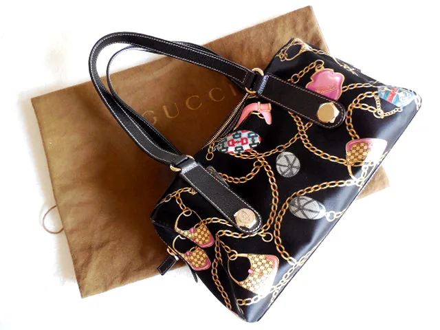 Gucci Black Multicolor Charm Shoulder Bag