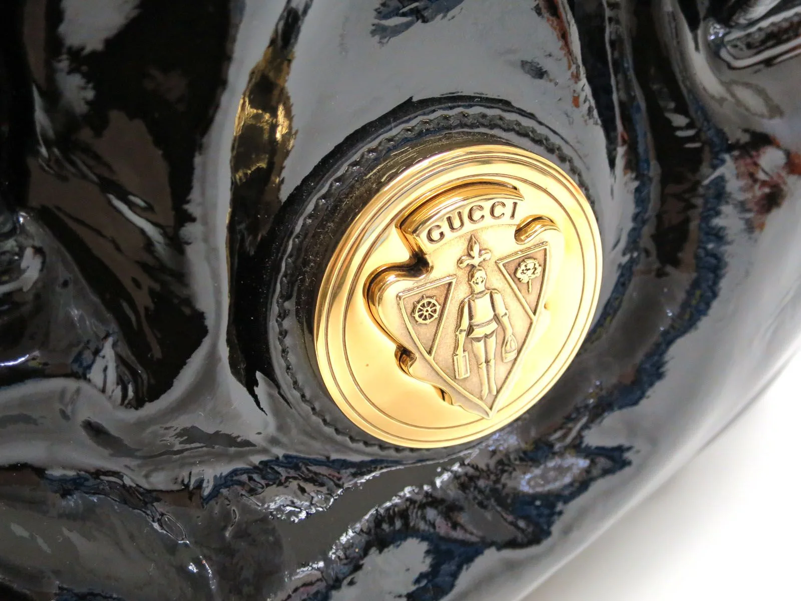 Gucci Black Patent Crystal Hysteria Medium Handbag — image 3