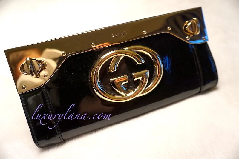 Gucci Black Patent Starlight Evening Clutch