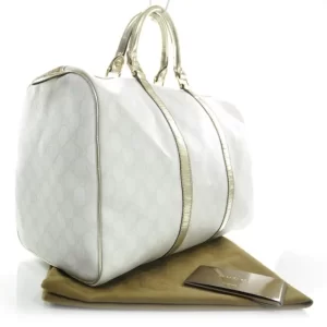 Gucci GG White Canvas Joy Boston Bag /Strap