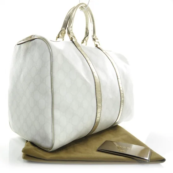 Gucci GG White Canvas Joy Boston Bag /Strap