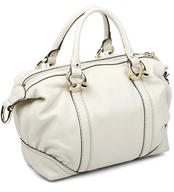 Gucci Ivory Leather Boston Handbag