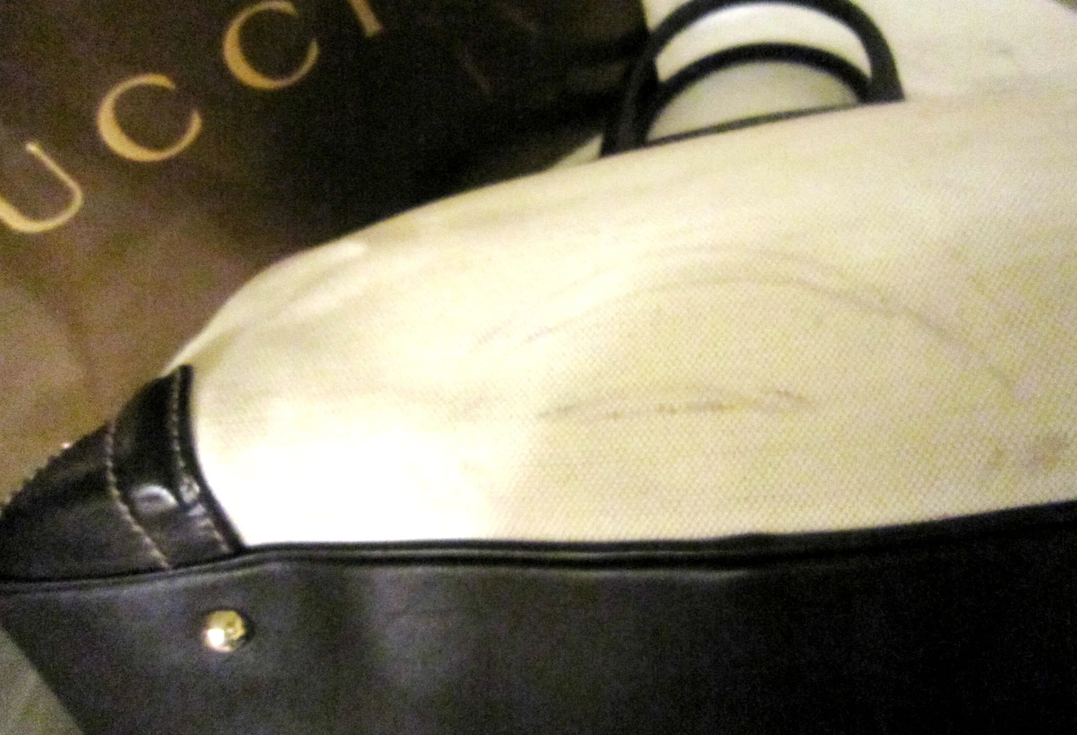 Gucci Large Fabric and Leather Shoulder Bag — image 6