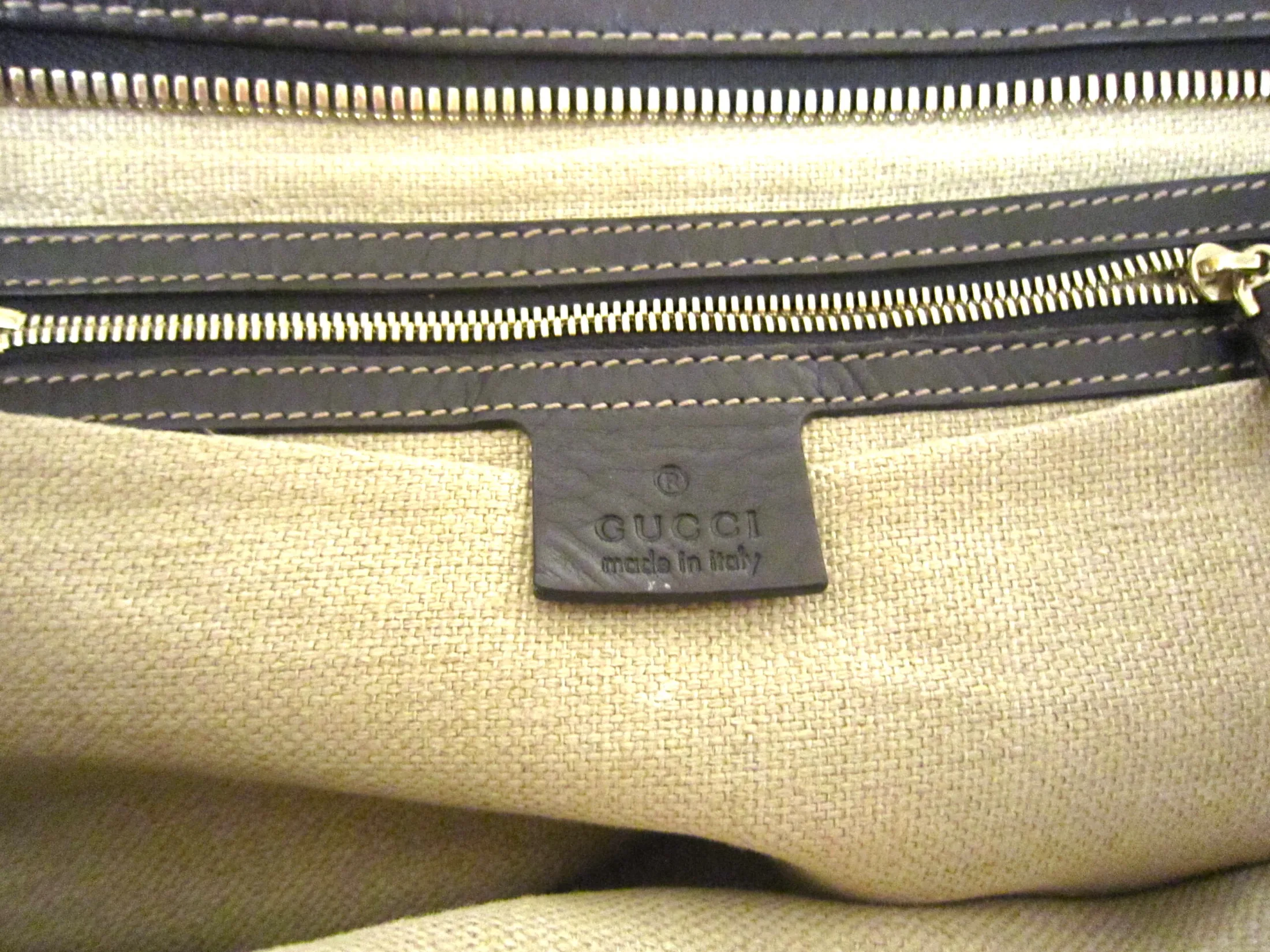 Gucci Large Fabric and Leather Shoulder Bag — image 9