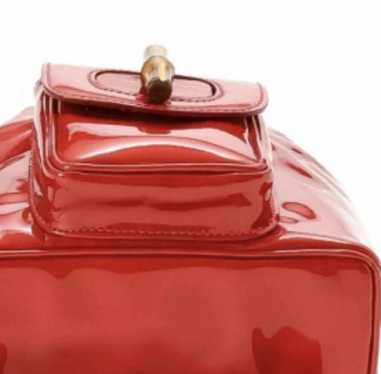 Gucci Red Vernis Leather Bamboo Backpack — image 7
