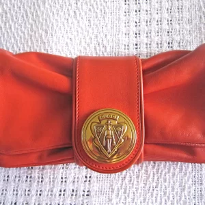 Gucci Red Hysteria Gathered Flap Clutch