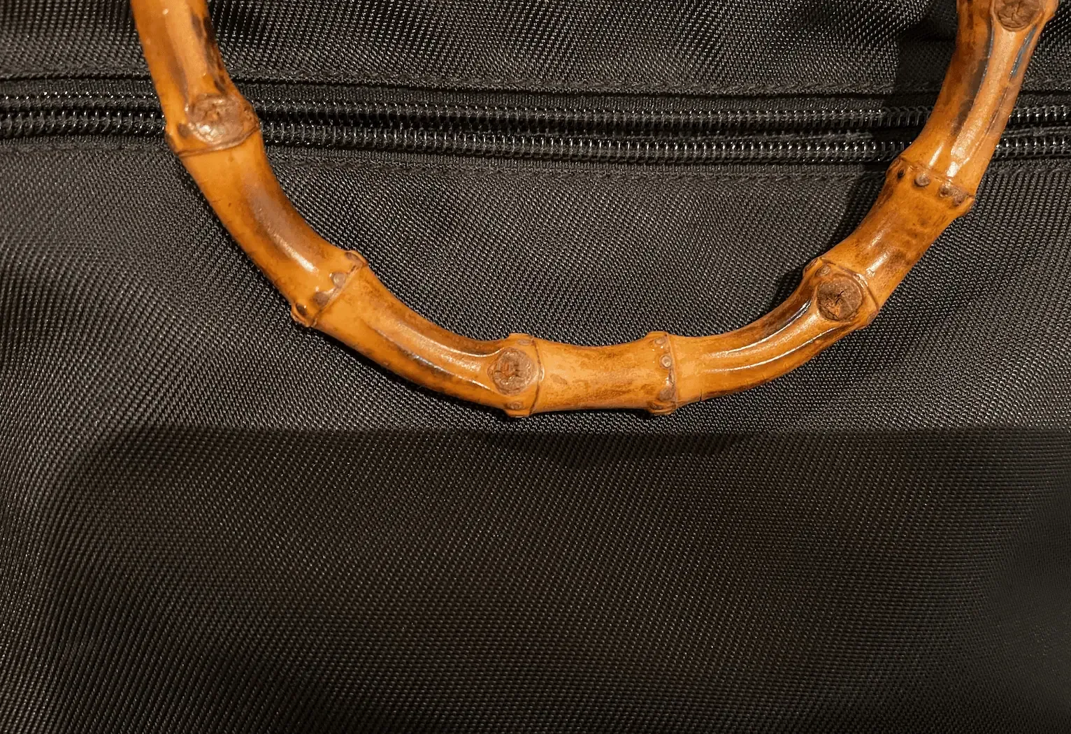 Gucci Vintage Bamboo Handles Black Nylon/Leather Handbag — image 8